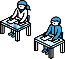 勉強する2人の子どものイラスト